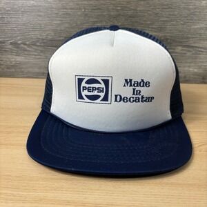 VINTAGE Pepsi Hat Cap Strap Back Blue Decatur Georgia
